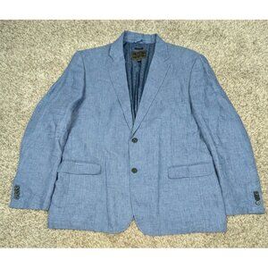 Jos. A. Bank 100% Linen Blazer Sport Coat Jacket Mens 2XL XXL Blue Two Button